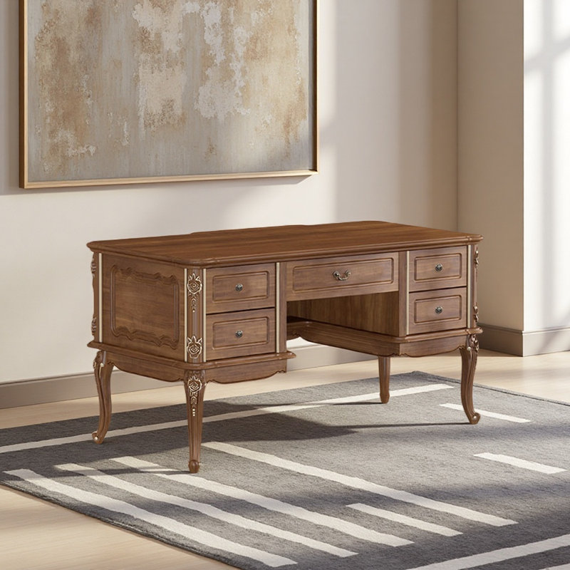 Bureau sculpté de style européen, H 29,92 po x l 55,12 po x P 23,62 po