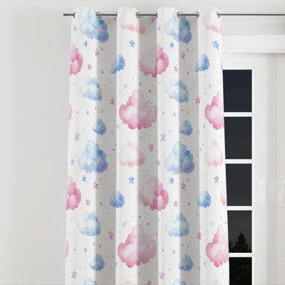 Dreamy Sky For Kids Curtain panels - Clouds Badhir Velvet Grommet Curtain - 1 Panel