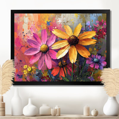 Inerney Bright Colors Wildflowers Modern Art III - Art mural sur toile fleurs sauvages