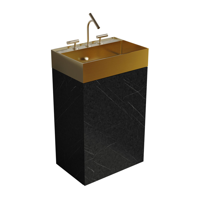 Meuble-lavabo autoportant pour salle de bain moderne Gada, Noir