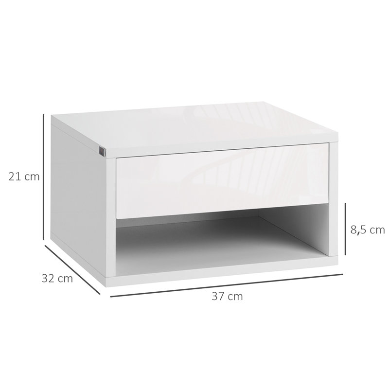 37cm W Engineered Wood Bedside Table, White