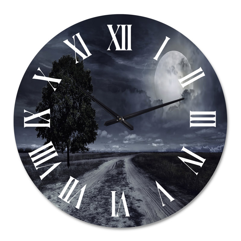 Paved Road Under A Full Moon - Horloge murale nautique et côtière, Surdimensionné
