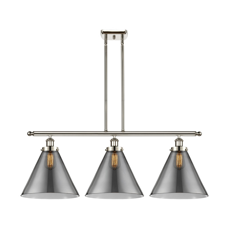 Moser 3 - Light Kitchen Island Pendant, Plated Smoke, LED, Polished Nickel