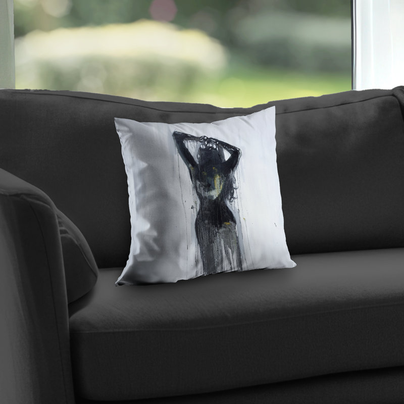 Female Silhouette Throw Pillow - Bedroom Decor | Poly Twill