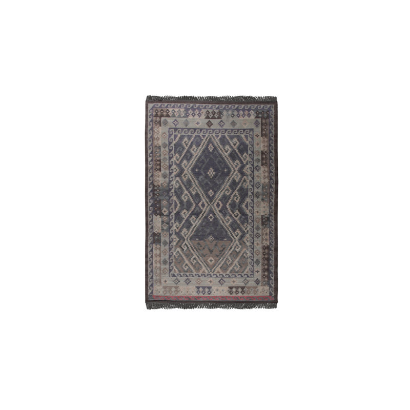 Tapis brun en laine tissé à la main Shoneka