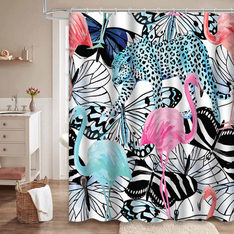 Rideau de douche imperméable à motif aquarelle et léopard avec 12 crochets, L 72 po x l 72 po