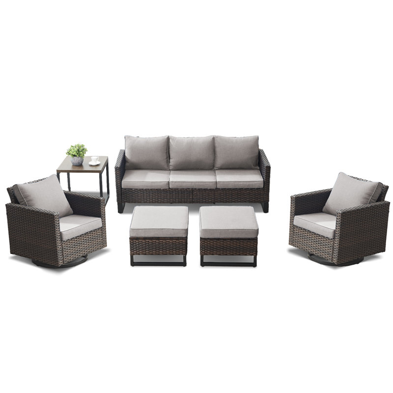 Kaneidra 7 - Person Patio Conversation Set with Cushions, Gray