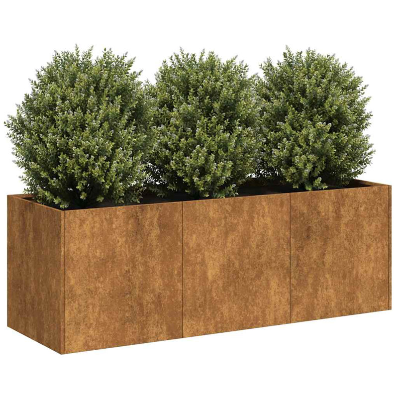 vidaXL Planter Rusty Weathering Steel Large Planter Rectangular, 15.7" H x 47.2" W x 15.7" D