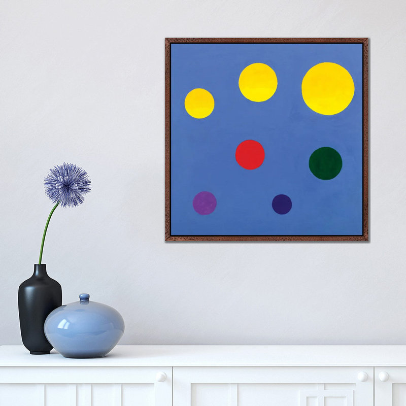 Songbird I by Yolanda Fernandez-Shebeko - Painting on Canvas, Brown Floater Frame, 45.72 cm H x 45.72 cm W