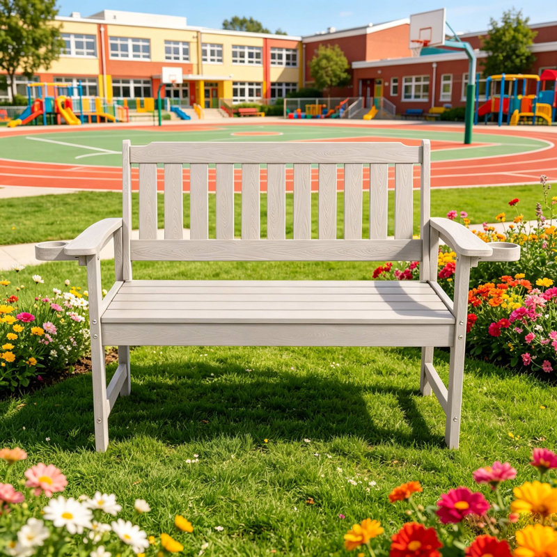 Banc de jardin résistant aux intempéries pour aires de repos extérieures, Gris clair
