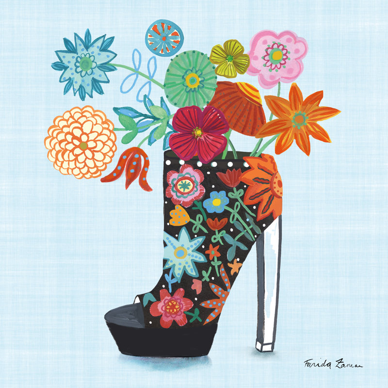 Love Shoes II by Farida Zaman - Wrapped Canvas Painting, 51cm H x 51cm W x 3.8cm D