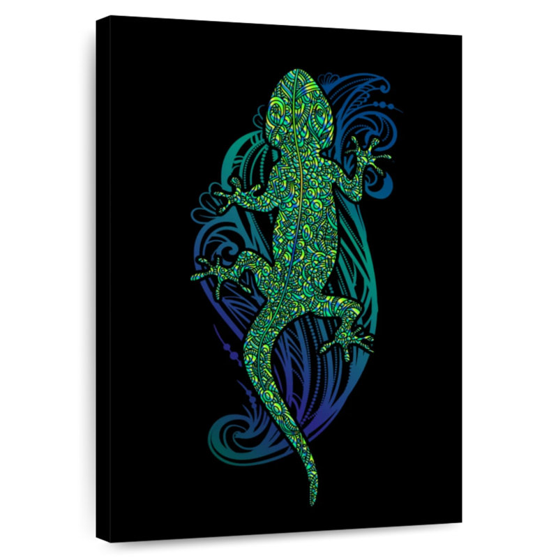 Brampt Tribal Green Lizard, 48" H x 32" W
