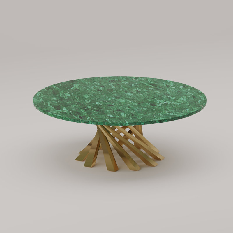 Volute Coffee Table, Malachite, Gold