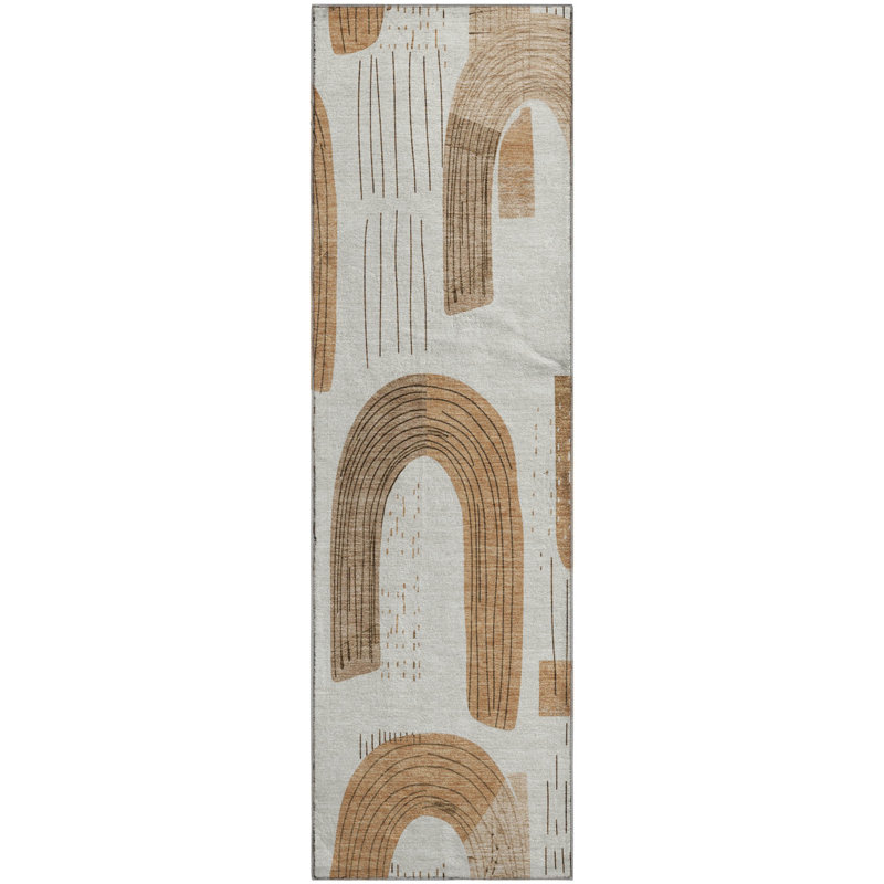 Premium Machine Washable Mehara AMF1698 Geometric Rug, Runner 2'3" x 7'6"