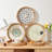 Round Rattan Tray With Mother Of Pearl Inlay, Rattan Serving Tray With Wooden Base, Decorative Wicker Basket For Table Decor(Leaf)-1858457604
