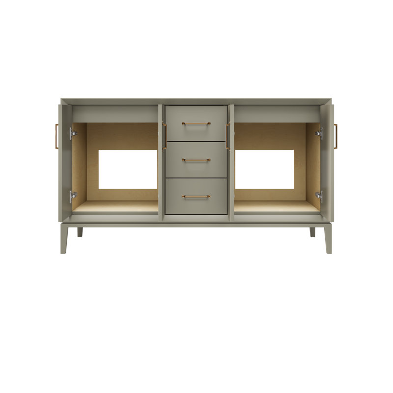 Meuble-lavabo double Alexandra, Olive française, 60", Or satiné