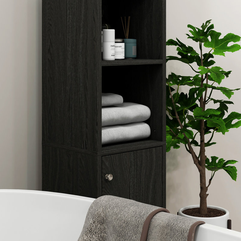 Armoire de rangement haute avec miroir Kleankin, Gris