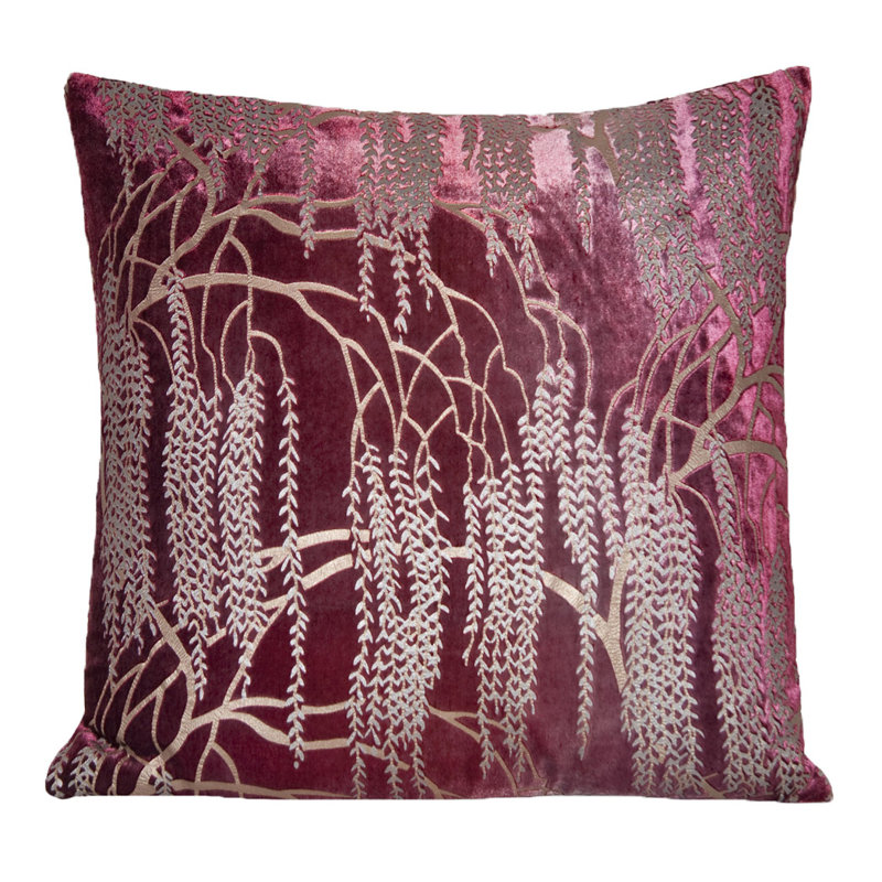 Willow Metallic Square Velvet Pillow Cover & Insert, Coyote, 18" x 18"