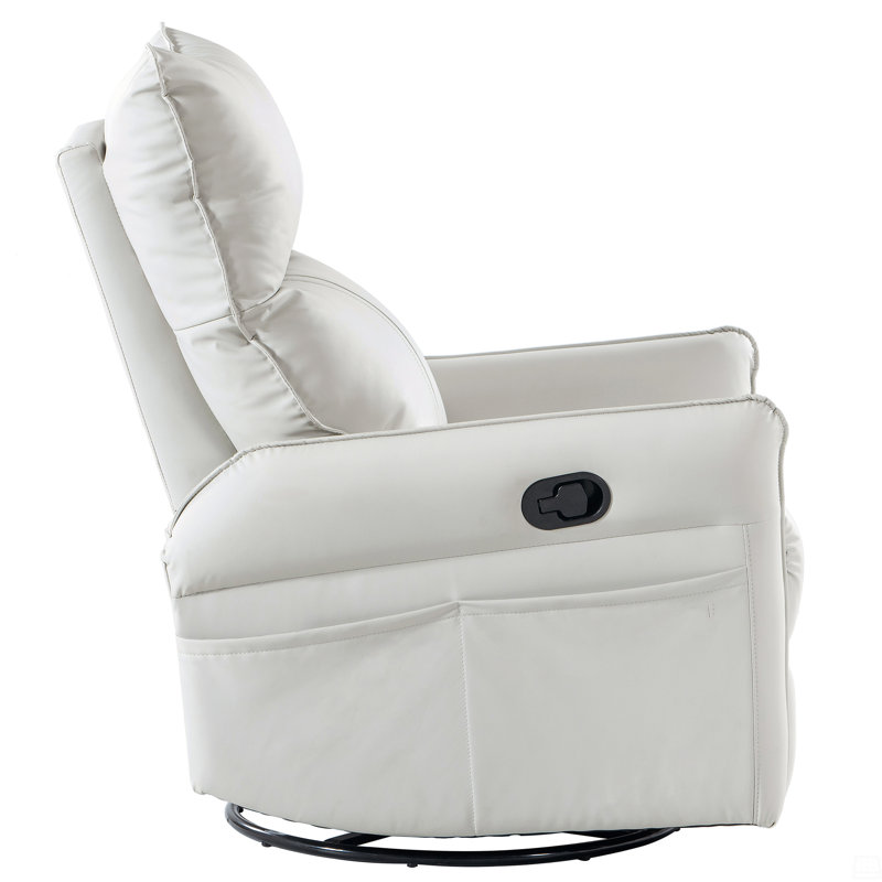 Tyvan Faux Leather Recliner, White, Manual