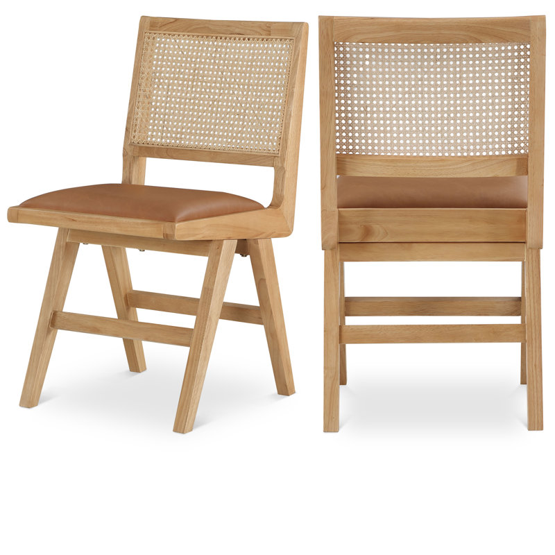 Chaise d'appoint Abby, Cuir cognac végétalien, Naturel