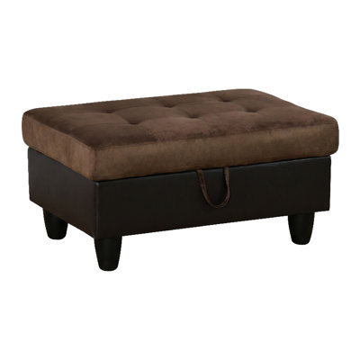 Brown Tufted Storage Ottoman, Lift Top Velvet & Faux Leather Footrest Stool, Rectangular Coffee Table With Hidden Storage For Living Room, Bedroom, Entryway – Sturdy Wood Legs, Easy Pull Handle