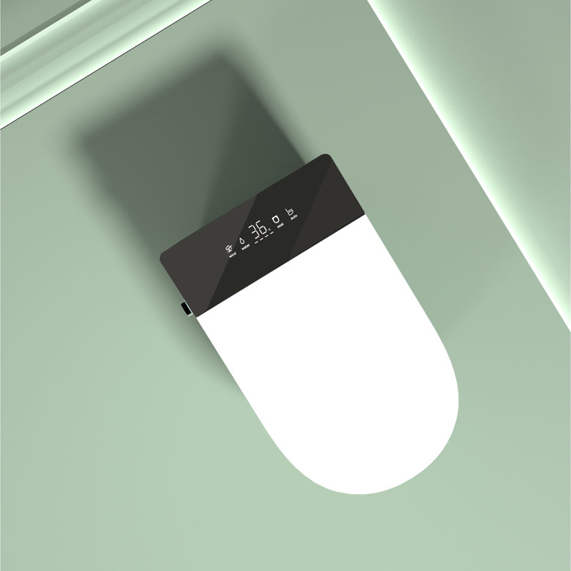 Toilette à bidet moderne et intelligente - ouverture / fermeture automatique, chasse d'eau, siège chauffant, séchage à l'air chaud compact avec ouverture / chasse d'eau, sec, idéal pour les petites salles de bain