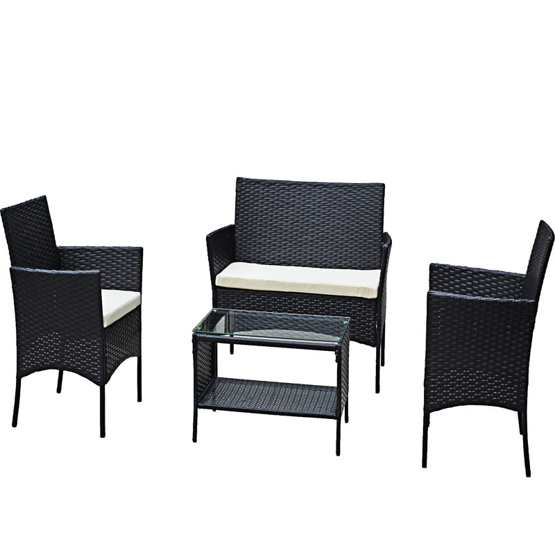 4 Piece Outdoor Patio Sofa Seat, Beige