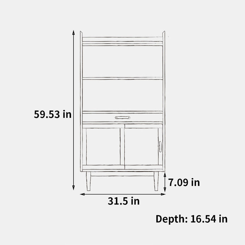 Simple bookcase tea set sideboard display cabinet, Brown