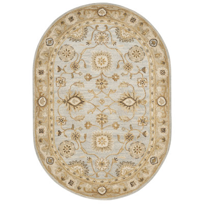 Armintha Oriental Handmade Tufted Wool Light Blue/Sage Area Rug