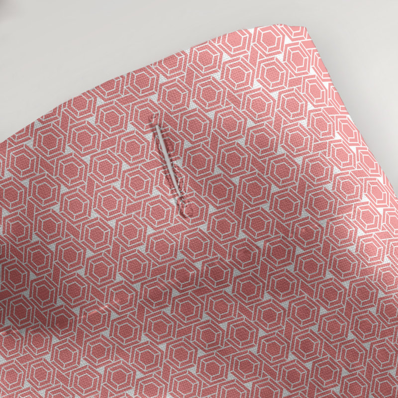 Rideau de douche simple hexagonal classique, Rouge pastel, Classic Hexagonal