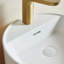 Lavabo vasque élégant à surface solide ronde avec trou pour robinet-131431333