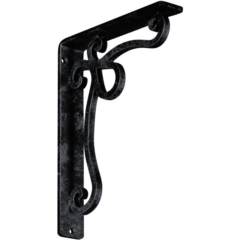 Support en fer forgé Orleans, H 10 po x l 1,5 po x P 7,5 po, Étain antique
