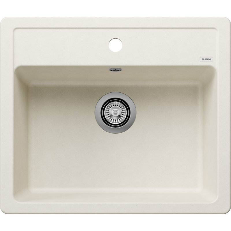 Legra Single Bowl Inset Kitchen Sink, Soft White