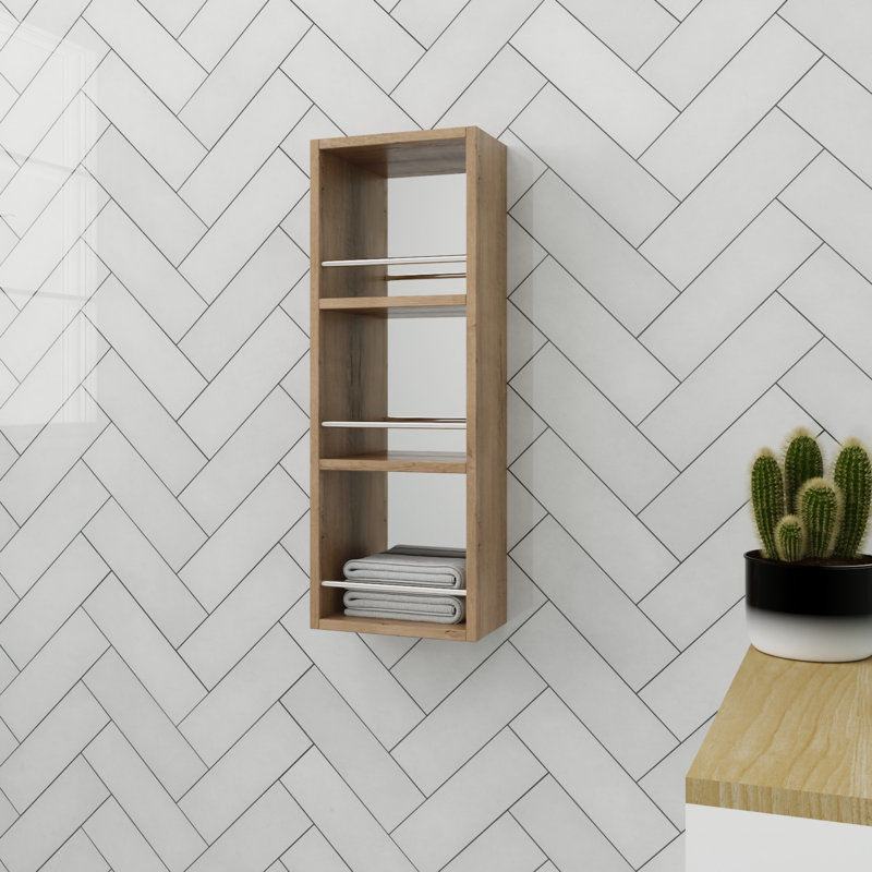 Rangement flottant pour salle de bain 10 "avec miroir et tablettes