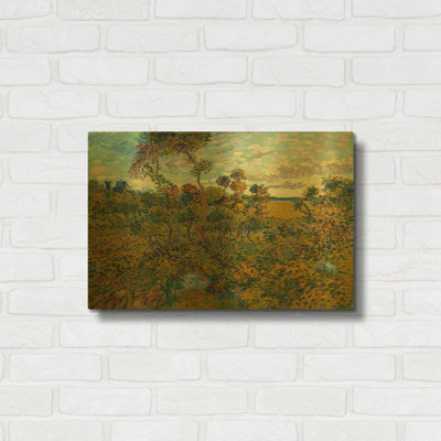 «Sunset At Montmajour 1888» par Vincent Van Gogh, art mural en métal doré, 24 po x 16 po