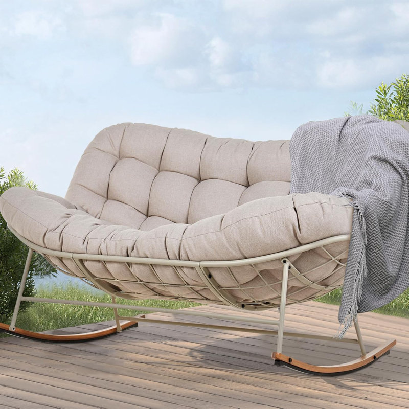 Double chaise berçante royale, Coussin beige / structure beige