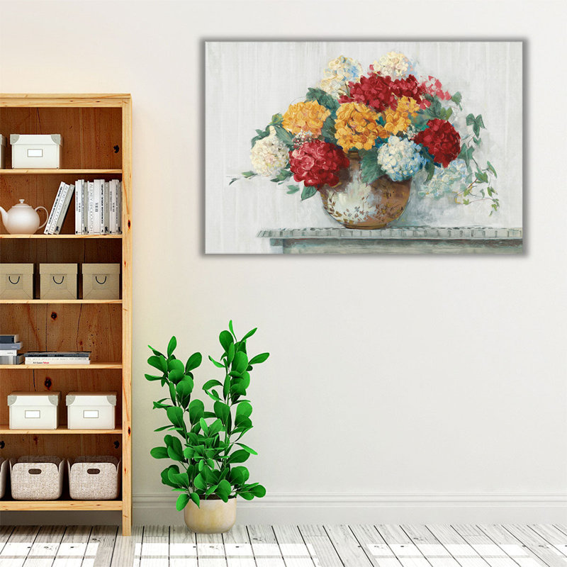 «Fall Hydrangea Cottage», reproduction d'art sur toile, H 16 po x l 24 po