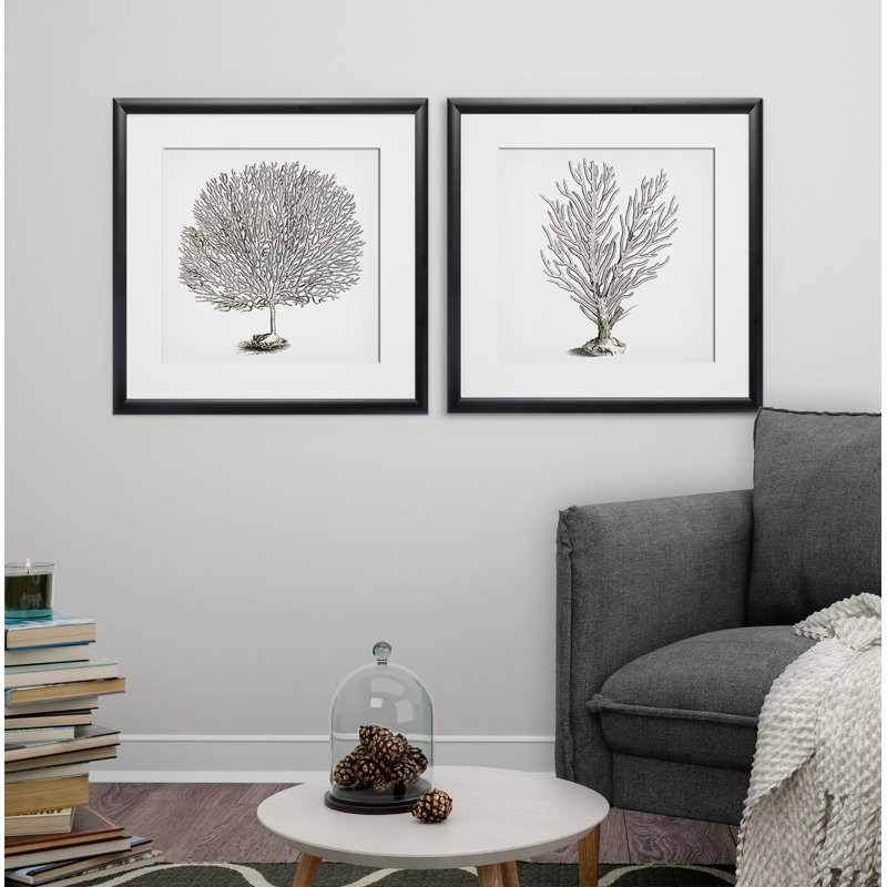 Coral III, ensemble de 2 reproductions d'impressions, Cadre noir
