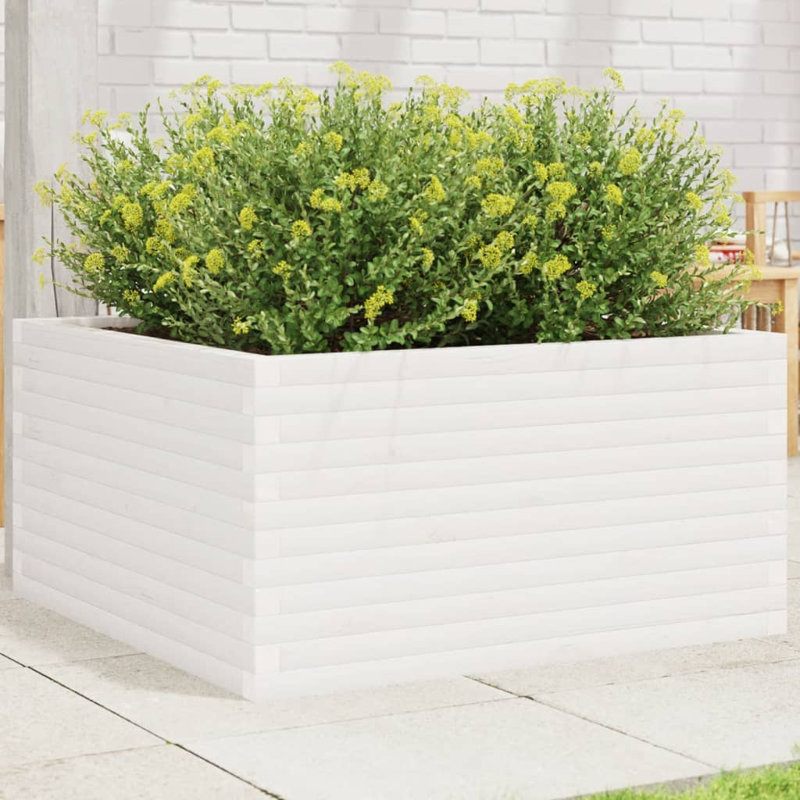 2 Wood Planter, White, 46cm H x 90cm W x 90cm D