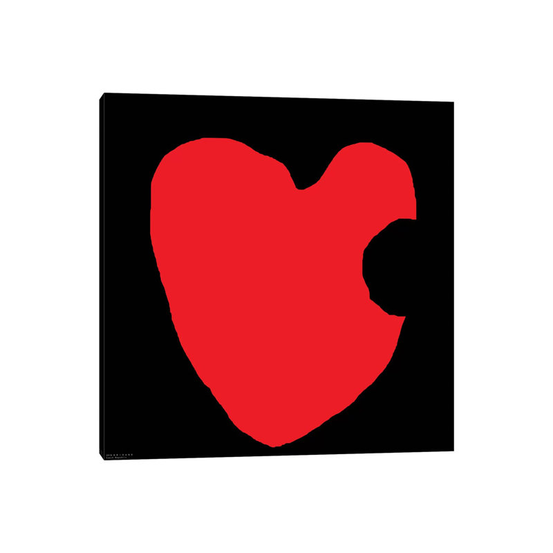 Red Heart On Black by Art Mirano - Wrapped Canvas Painting, 45.72 cm H x 45.72 cm W