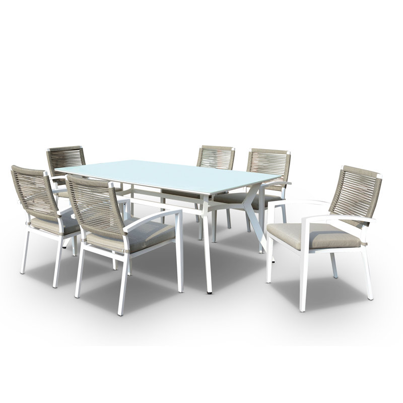 Angwin 6 - Person Patio Dining Set Umbrella Hole Included Rectangular Table