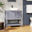 Meuble-lavabo de salle de bain gris 30 po - Gratté, fracassé, résistant à l'huile, teinté, bleu foncé, motif d'armoire à ajout tranquille, bleu visuel