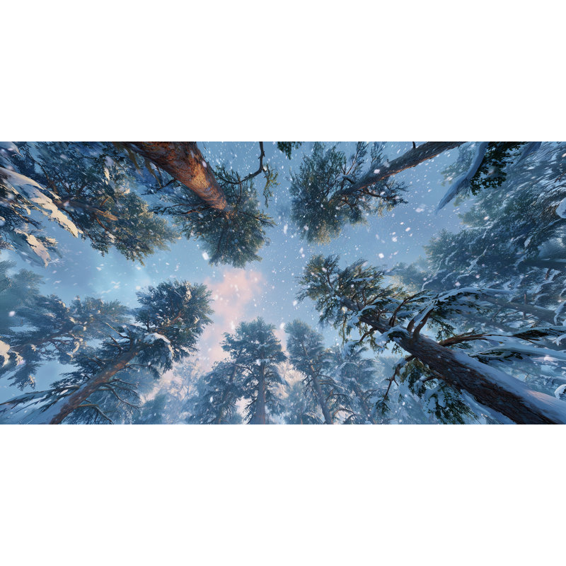 «Snowfall Skyward Pines», art mural sur toile, H 27,5 po x l 55 po