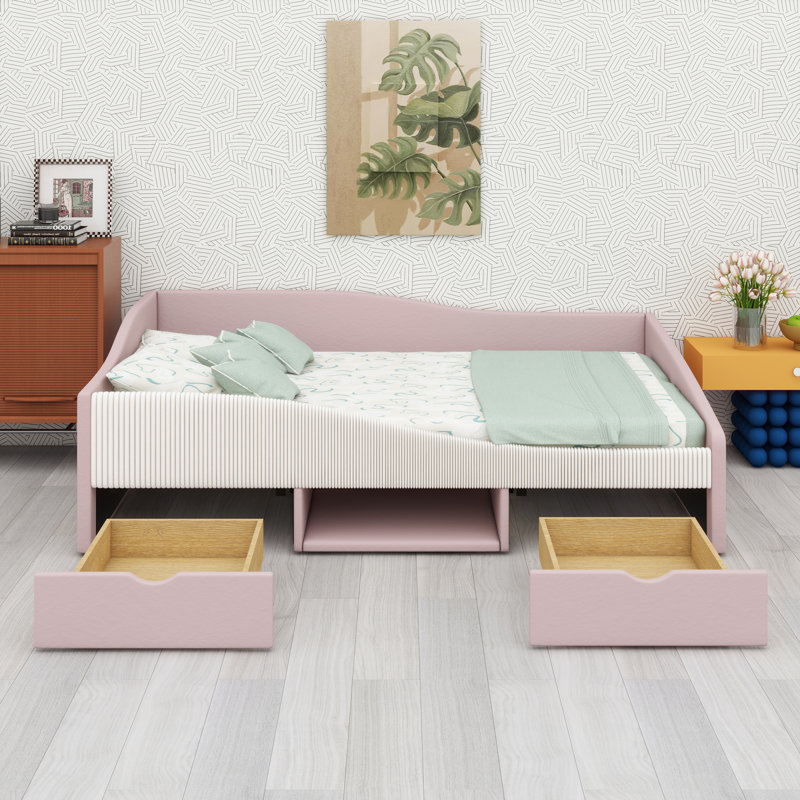 Structure de rangement pour lit de jour avec tiroirs intégrés, Pink