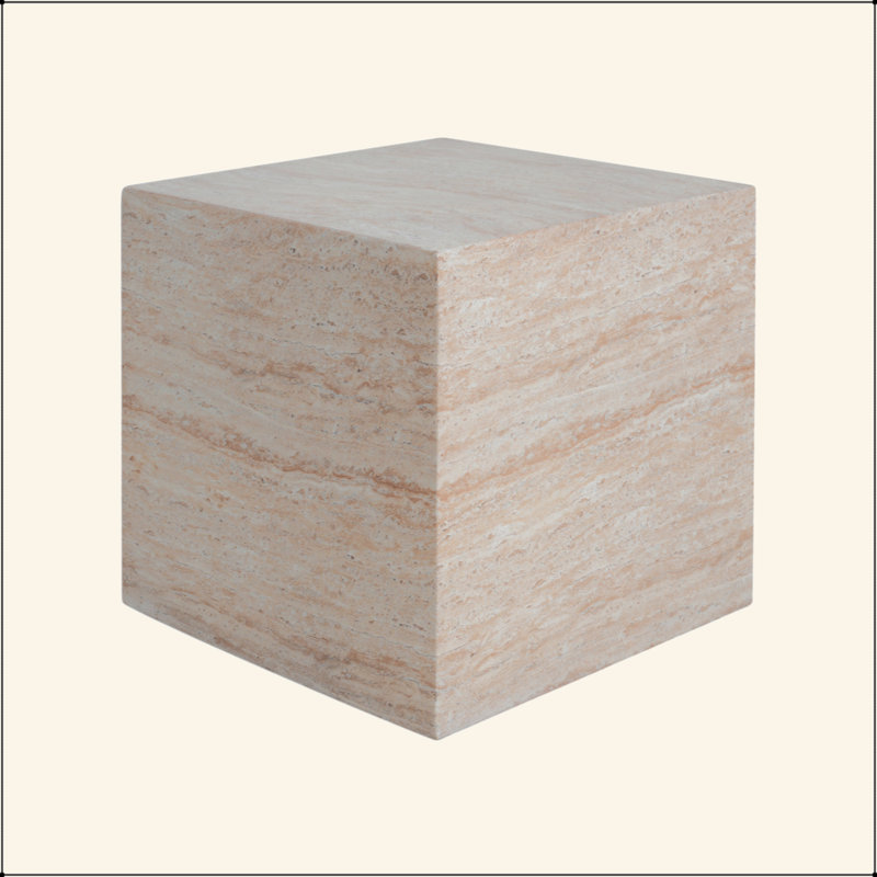 Outdoor/Indoor Square Travertine Lightweight Concrete Side Table