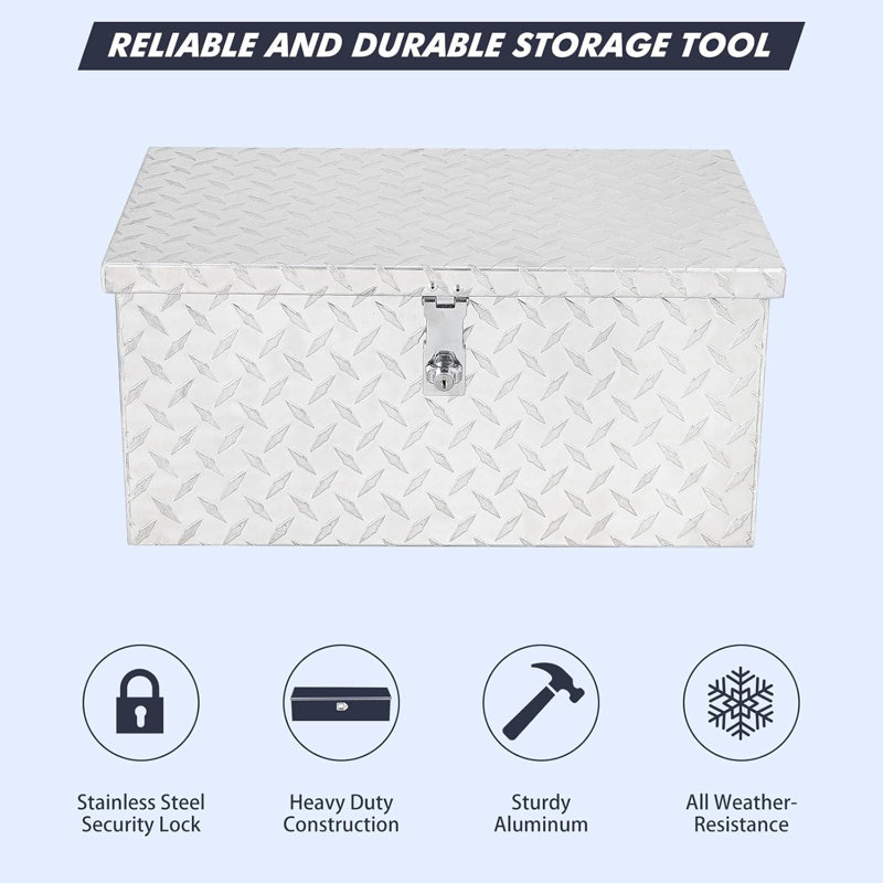20 Inch Aluminum Diamond Plate Tool Box With Lock and Keys