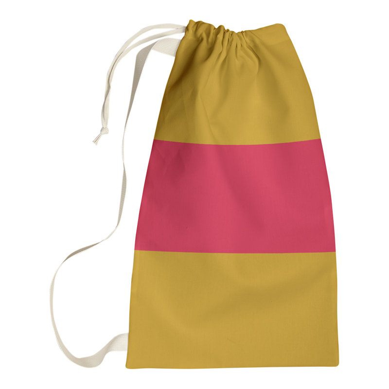 Fabric Laundry Bag with Handles, 29" H x 18" W x 1.5" D, Gold/Red/Gold