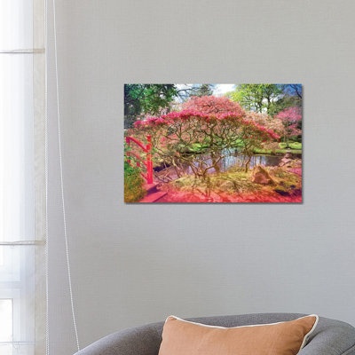 Japanese Garden And Pond by Beli - Wrapped Canvas Print