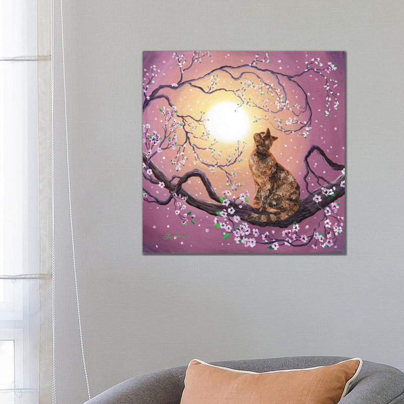 Reproduction d’art « Cherry Blossom Waltz » par Laura Iverson, Pas de tapis, Toile tendue, H 26 po x l 26 po x P 1,5 po