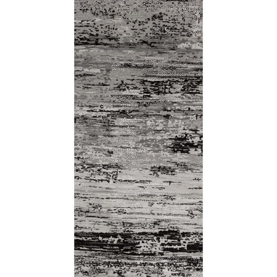 Tapis en laine noué à la main en noir / gris